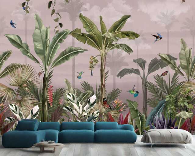 Watercolor Tropical Rainforest Wallpaper Mural Peel & Stick Decal - image 1