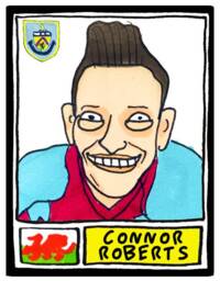 Burnley Vol 2 - No Score Draws Turf Moor Edition A3 Print Of 26 Wonky Panini-style Doodles Of Clarets 2022-23 Promotion-Winning Squad - thumbnail 3