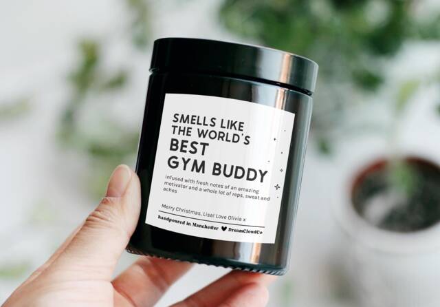 Birthday Gift For Gym Buddy Partner Work Out Friend - Funny Secret Santa Christmas Present Bestie Him Her Sister Fitness Candle - image 1