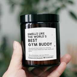 Birthday Gift For Gym Buddy Partner Work Out Friend - Funny Secret Santa Christmas Present Bestie Him Her Sister Fitness Candle - thumbnail 2
