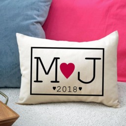 Christmas Gift, Cotton Anniversary Pillow, 2nd Anniversary, Gift For Him, Romantic Heart Love Pillow - thumbnail 2