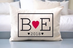 Christmas Gift, Cotton Anniversary Pillow, 2nd Anniversary, Gift For Him, Romantic Heart Love Pillow - thumbnail 1