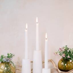Medium Cylinder Concrete Modern White Taper Candle Holder - thumbnail 4