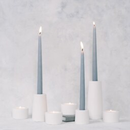 Medium Cylinder Concrete Modern White Taper Candle Holder - thumbnail 4