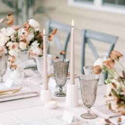 Medium Cylinder Concrete Modern White Taper Candle Holder - thumbnail 2