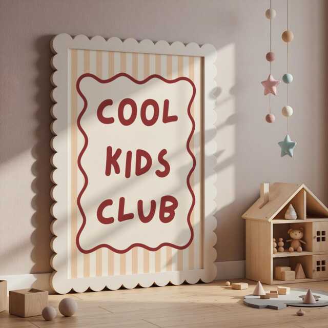 Cool Kids Club Childrens Neutral Wall Print For Bedroom Or Nursery - image 1