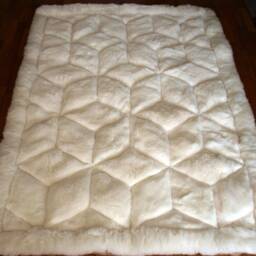 Baby Alpaca Fur Rug White Cubic Design. Handmade in Peru - thumbnail 2