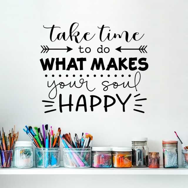 Inspirational Wall Quote Decal Take Time To Be Happy Vinyl Art - image 1