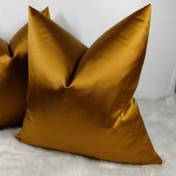 Luxury Gold Pillowcase Plain Satin Cushion Cover, Modern Sofa Bed Pillow Cover Accent Home Decor Large Pillow Throw/Sham - thumbnail 2