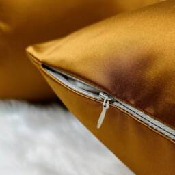 Luxury Gold Pillowcase Plain Satin Cushion Cover, Modern Sofa Bed Pillow Cover Accent Home Decor Large Pillow Throw/Sham - thumbnail 4