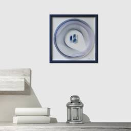 Pastel Blue String Art - 3D Framed Zen Wall Decor With Relief - thumbnail 1