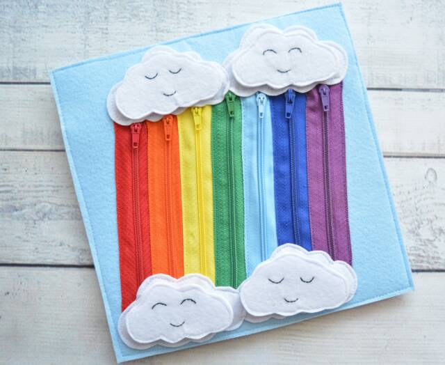 Activity Book Page Felt Quiet Busy Toddler Montessori Toy Sensory Board Rainbow One 1-4 Year - image 1