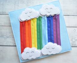 Activity Book Page Felt Quiet Busy Toddler Montessori Toy Sensory Board Rainbow One 1-4 Year - thumbnail 1