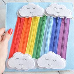 Activity Book Page Felt Quiet Busy Toddler Montessori Toy Sensory Board Rainbow One 1-4 Year - thumbnail 4
