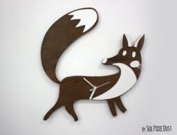 Cute Fox - Wooden Wall Clock Kids Nursery Room Teens Baby Play Decor Birthday Gift Idea Baptism Animal Lover - thumbnail 1