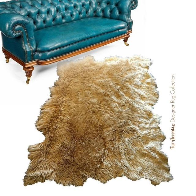 Faux Fox Fur Area Rug - Tattered Edge Pelt Shape, Usa Made - image 1