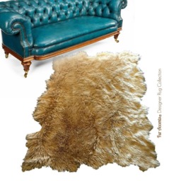 Faux Fox Fur Area Rug - Tattered Edge Pelt Shape, Usa Made - thumbnail 1