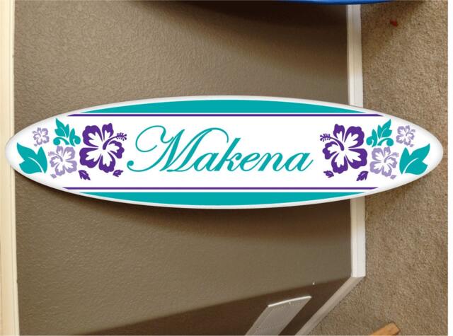 Custom Surfboard Wall Decor Hawaiian Beach Sign, Personalized Name - image 1