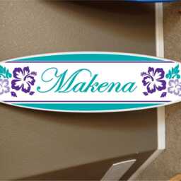 Custom Surfboard Wall Decor Hawaiian Beach Sign, Personalized Name - thumbnail 2