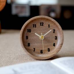 Walnut Wood Table Clock Rustic Desk Decor - thumbnail 3