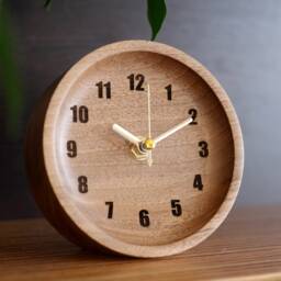 Walnut Wood Table Clock Rustic Desk Decor - thumbnail 4