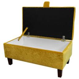 Handmade Velvet Storage Ottoman Gold Marl Fabric, Buttoned Lid - thumbnail 2