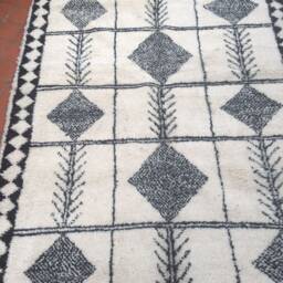 Beni Ourain Rug - Moroccan Handwoven Rug, Pure Wool, Ivory With Black Marks/168 X 248 cm 5.51 8.13 Ft Code 019 - thumbnail 3