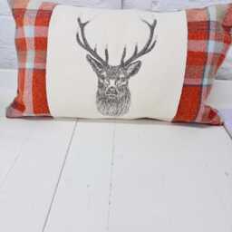 stag Cushion-Autumnal Wool Long Cushion - thumbnail 3