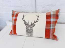 stag Cushion-Autumnal Wool Long Cushion - thumbnail 1
