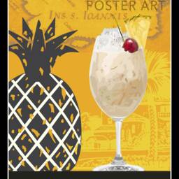Pina Colada Cocktail Print Hand Drawn Bar Art Poster - thumbnail 2