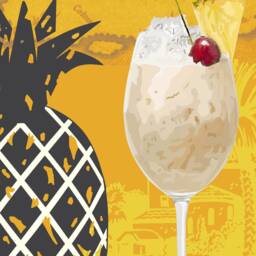 Pina Colada Cocktail Print Hand Drawn Bar Art Poster - thumbnail 3