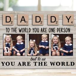 Daddy Gift From Child, Custom Photo Frame Woodblock, Bespoke For Daddy, Scrabble Tile Design, Dad Birthday Or Father's Day - thumbnail 2