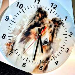 Glass Rough Collie Wall Clock - Dog Gift Home Decor - thumbnail 4