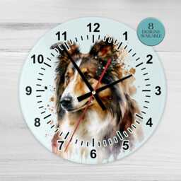 Glass Rough Collie Wall Clock - Dog Gift Home Decor - thumbnail 2