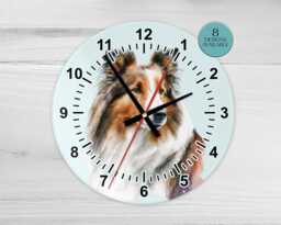 Glass Rough Collie Wall Clock - Dog Gift Home Decor - thumbnail 1