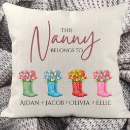 Personalised This Nanny Belongs To Cushion, Wellie Boots, Nana Christmas Gift, Present From Grandchildren, Nan, Grandkids - thumbnail 2