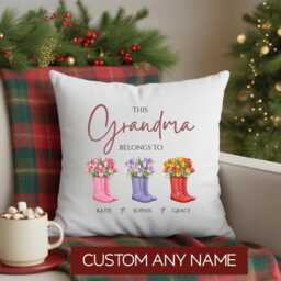 Personalised This Nanny Belongs To Cushion, Wellie Boots, Nana Christmas Gift, Present From Grandchildren, Nan, Grandkids - thumbnail 3