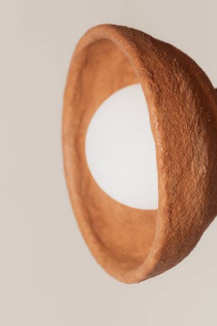Clay Round Wall Sconce - Handmade Ceramic Led Light, Scandinavian Style - image 1