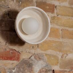Clay Round Wall Sconce - Handmade Ceramic Led Light, Scandinavian Style - thumbnail 3
