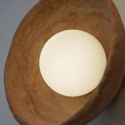 Clay Round Wall Sconce - Handmade Ceramic Led Light, Scandinavian Style - thumbnail 2