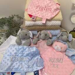 Personalized Embroidered Baby Elephant Comforter, Soft Snuggle Blanket