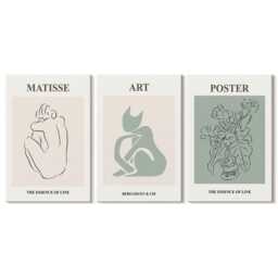 Canvas Art Set Of 3 - Posters in Shades Beige & Green By Henri Matisse, Photo Print, Artwork Wall Decor - thumbnail 3