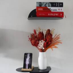 Black Metal Wall Shelves Set Of 2, Modern Floating For Home Office, Small Mounted Bookshelves, Minimalistic Decor - thumbnail 2