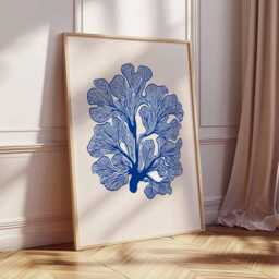 Blue Botanical Wall Art Print, Minimalist Plant Poster, Modern Nature Illustration, Abstract Decor - thumbnail 2
