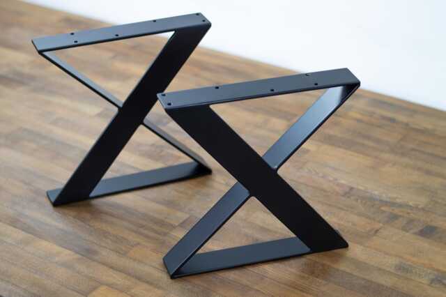 Modern Flat Steel X-Frame Bench Legs, Height 12-16 - image 1