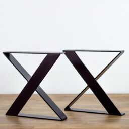 Modern Flat Steel X-Frame Bench Legs, Height 12-16 - thumbnail 2