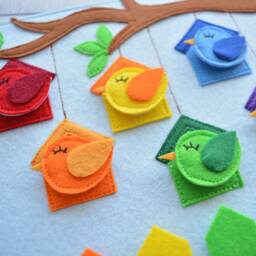 Felt Quiet Book Page Montessori Sensory Toy, Birds & Colors - thumbnail 3