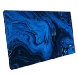 Elegant Deep Blue Marbled Abstract Canvas Print Modern Art For Home & Office Decor - thumbnail 1