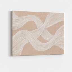 Neutral Wavy Abstract Canvas Wall Art Flowing Line Beige Taupe Modern Minimalist Aesthetic Decor Living Room Bedroom Office Cool Artwork - thumbnail 1