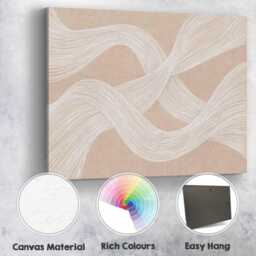 Neutral Wavy Abstract Canvas Wall Art Flowing Line Beige Taupe Modern Minimalist Aesthetic Decor Living Room Bedroom Office Cool Artwork - thumbnail 4